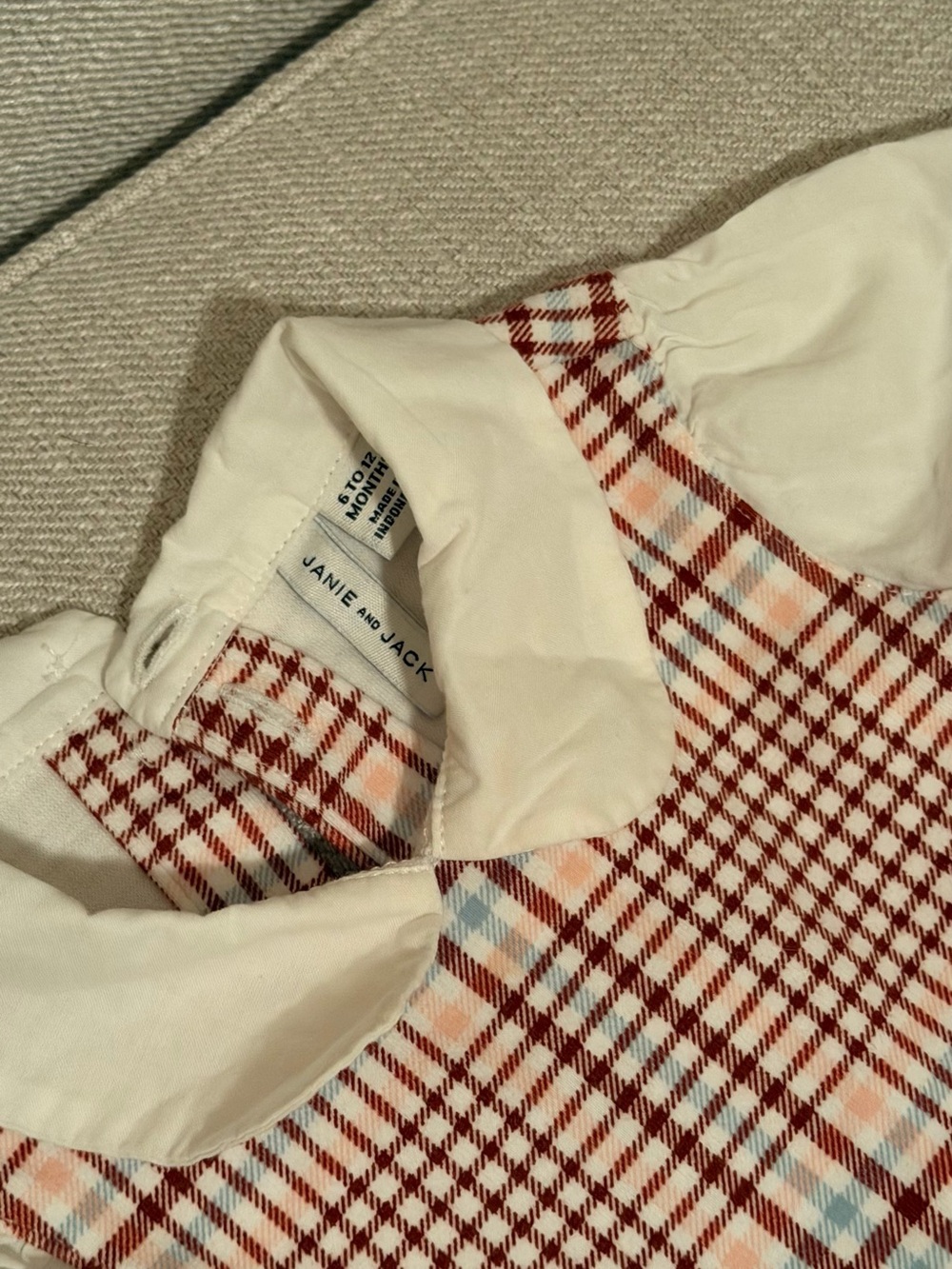 Janie and Jack White-Collar Red & Pink Plaid Dress